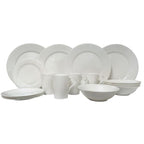 Service de table 16 pièces en porcelaine tendre à bord vanille rouge