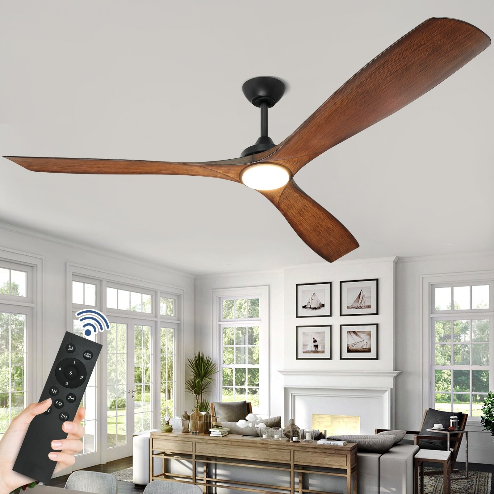 Ventilateur de plafond à distance avec lumières encastrées