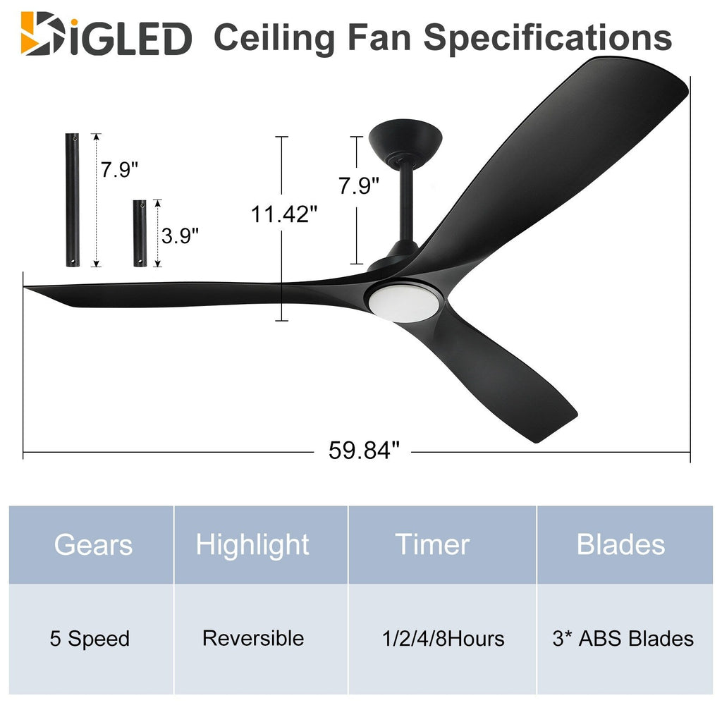 Ventilateur de plafond à distance avec lumières encastrées