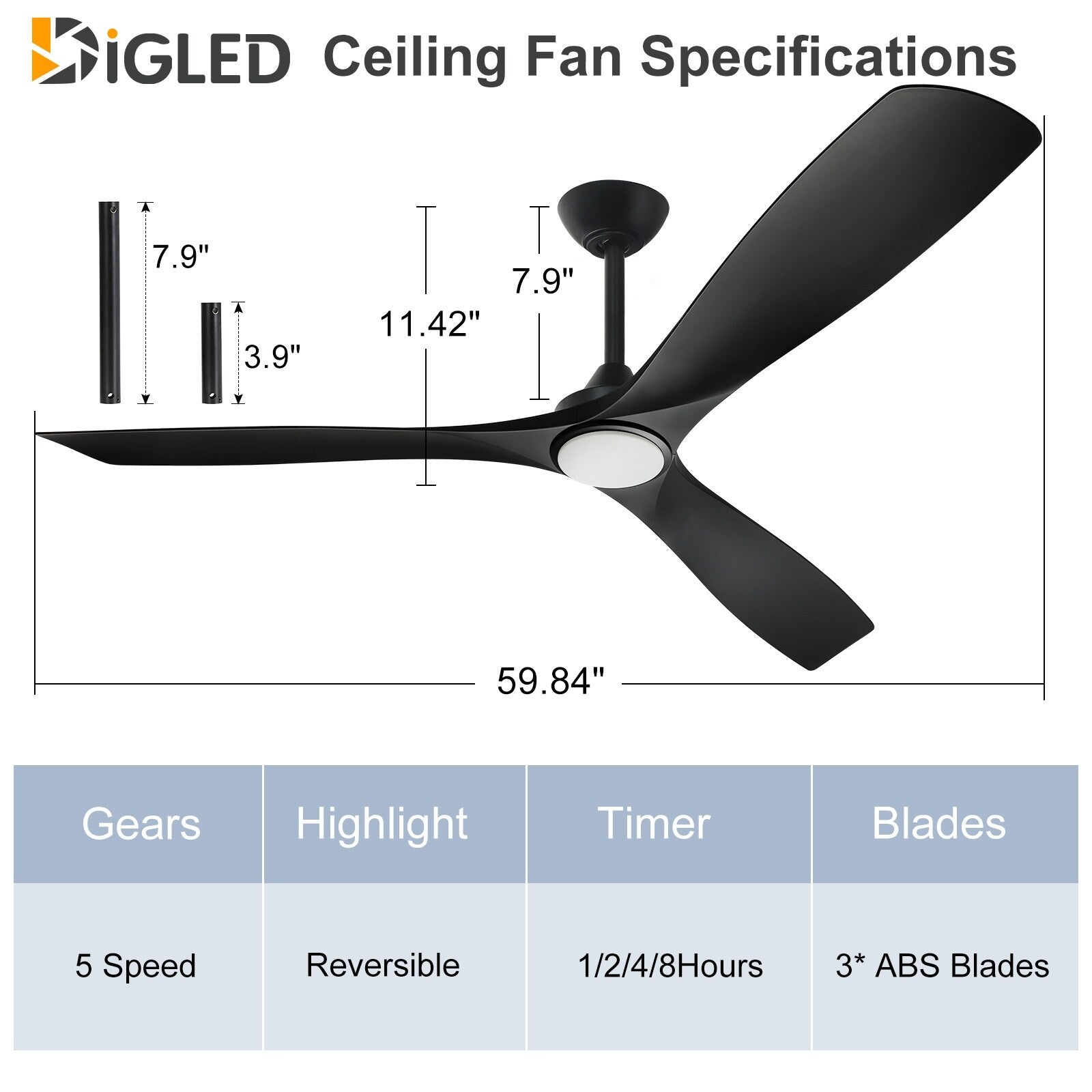 Ventilateur de plafond à distance avec lumières encastrées