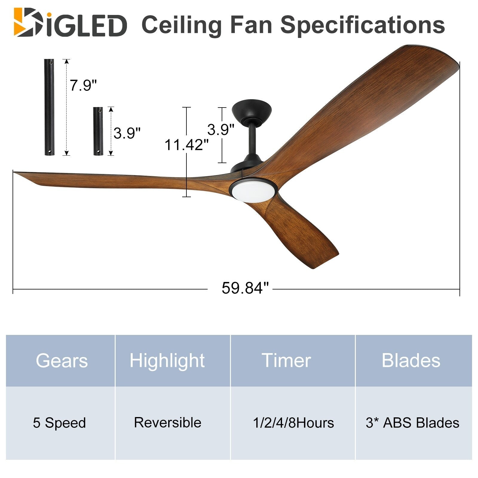 Ventilateur de plafond à distance avec lumières encastrées