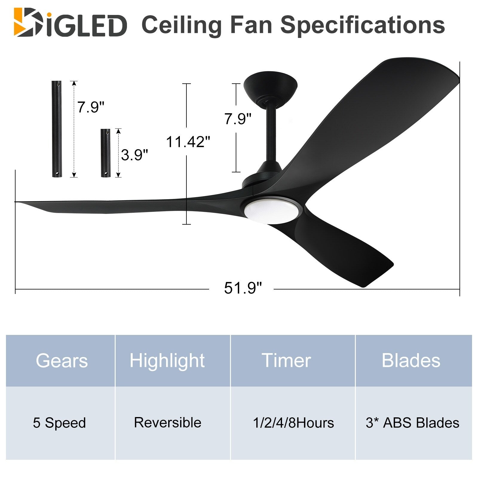 Ventilateur de plafond à distance avec lumières encastrées