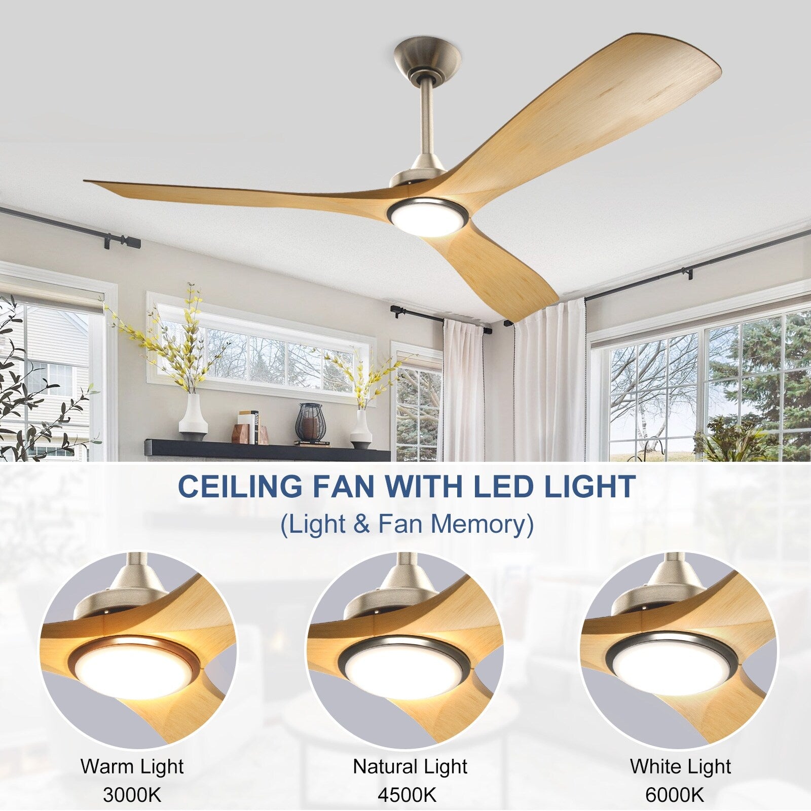 Ventilateur de plafond à distance avec lumières encastrées