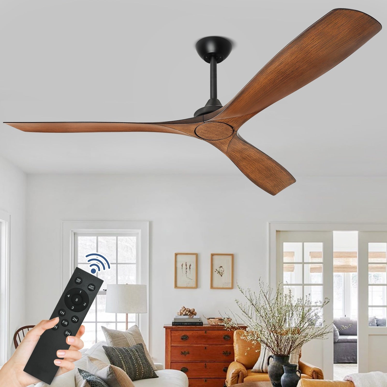 Ventilateur de plafond à distance avec lumières encastrées