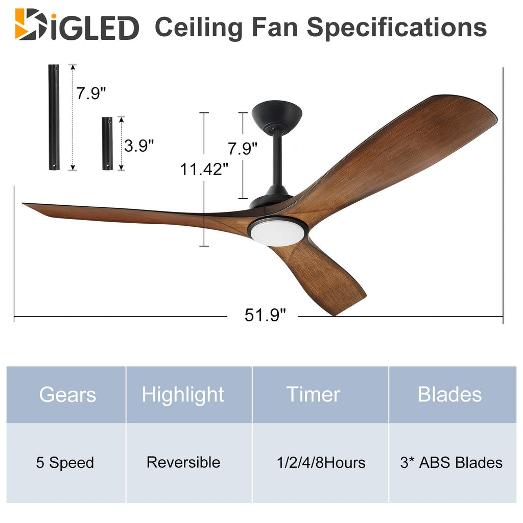 Ventilateur de plafond à distance avec lumières encastrées