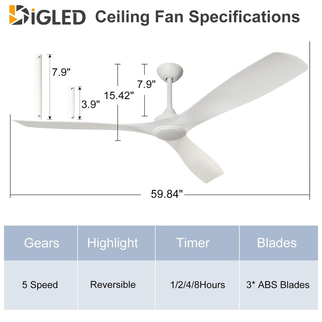 Ventilateur de plafond à distance avec lumières encastrées