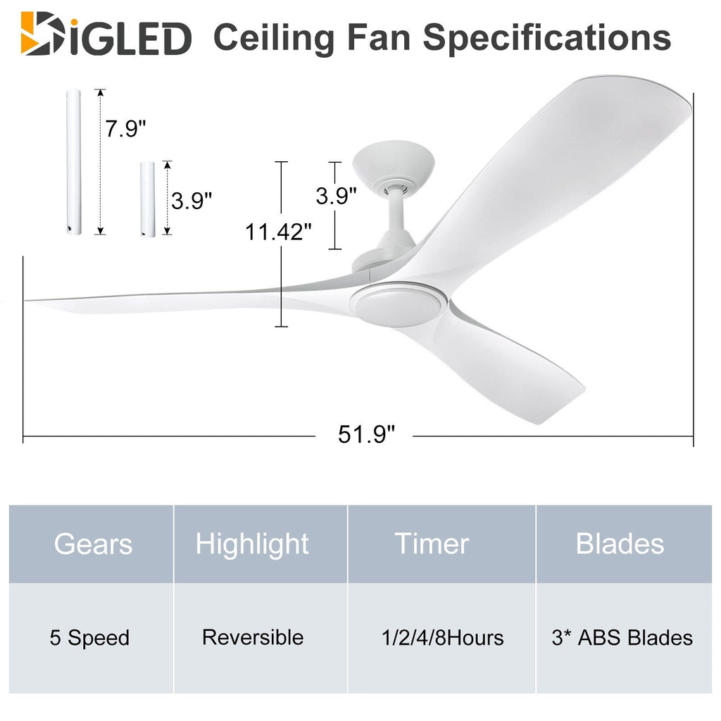 Ventilateur de plafond à distance avec lumières encastrées