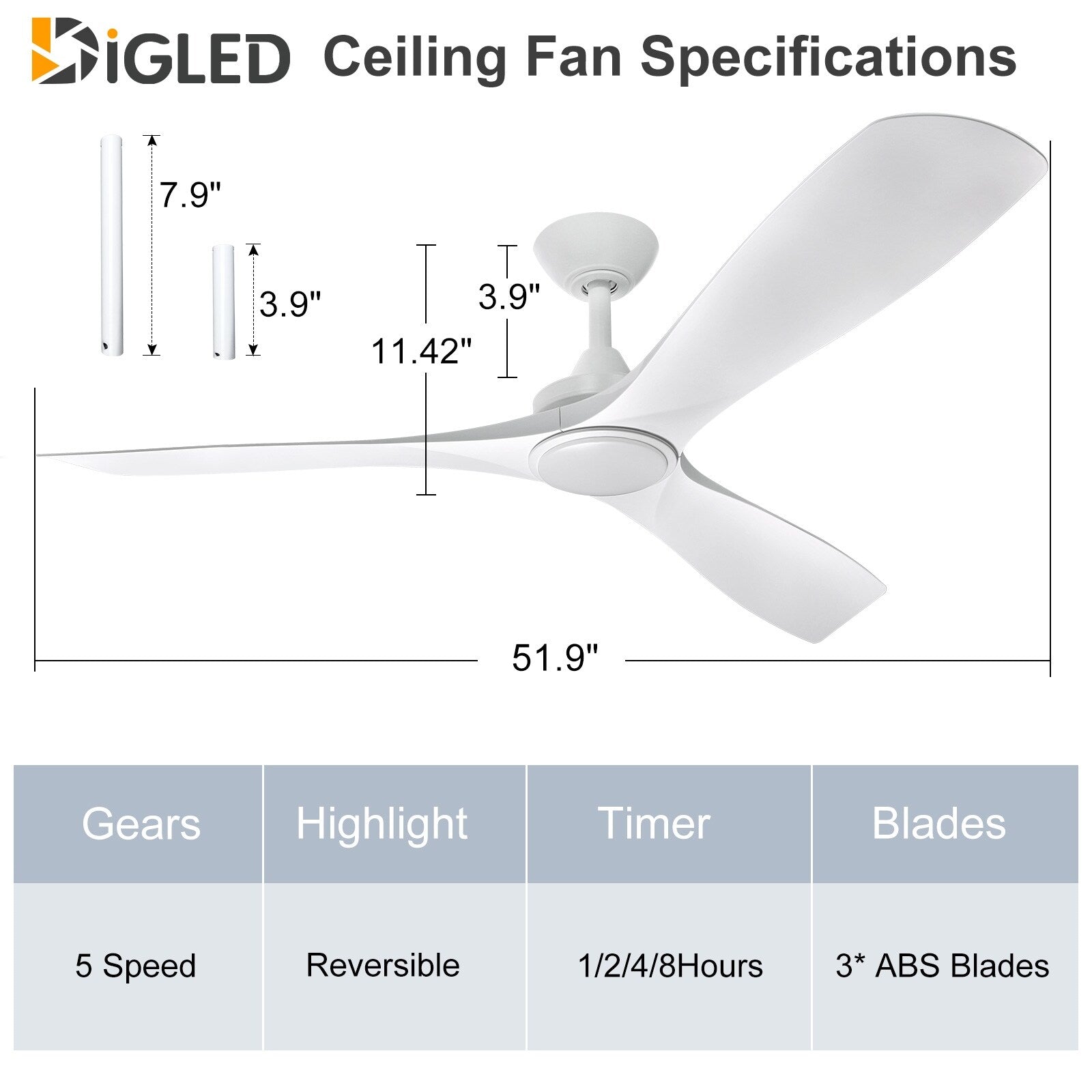 Ventilateur de plafond à distance avec lumières encastrées