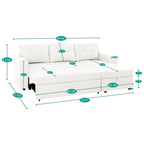 Canapé sectionnel convertible réversible avec lit gigogne, méridienne avec rangement dissimulé et pieds robustes