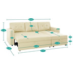 Canapé sectionnel convertible réversible avec lit gigogne, méridienne avec rangement dissimulé et pieds robustes