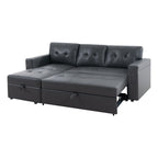 Canapé sectionnel convertible réversible avec lit gigogne, méridienne avec rangement dissimulé et pieds robustes
