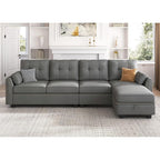 Canapé sectionnel réversible en L, convertible, 4 places, gris foncé