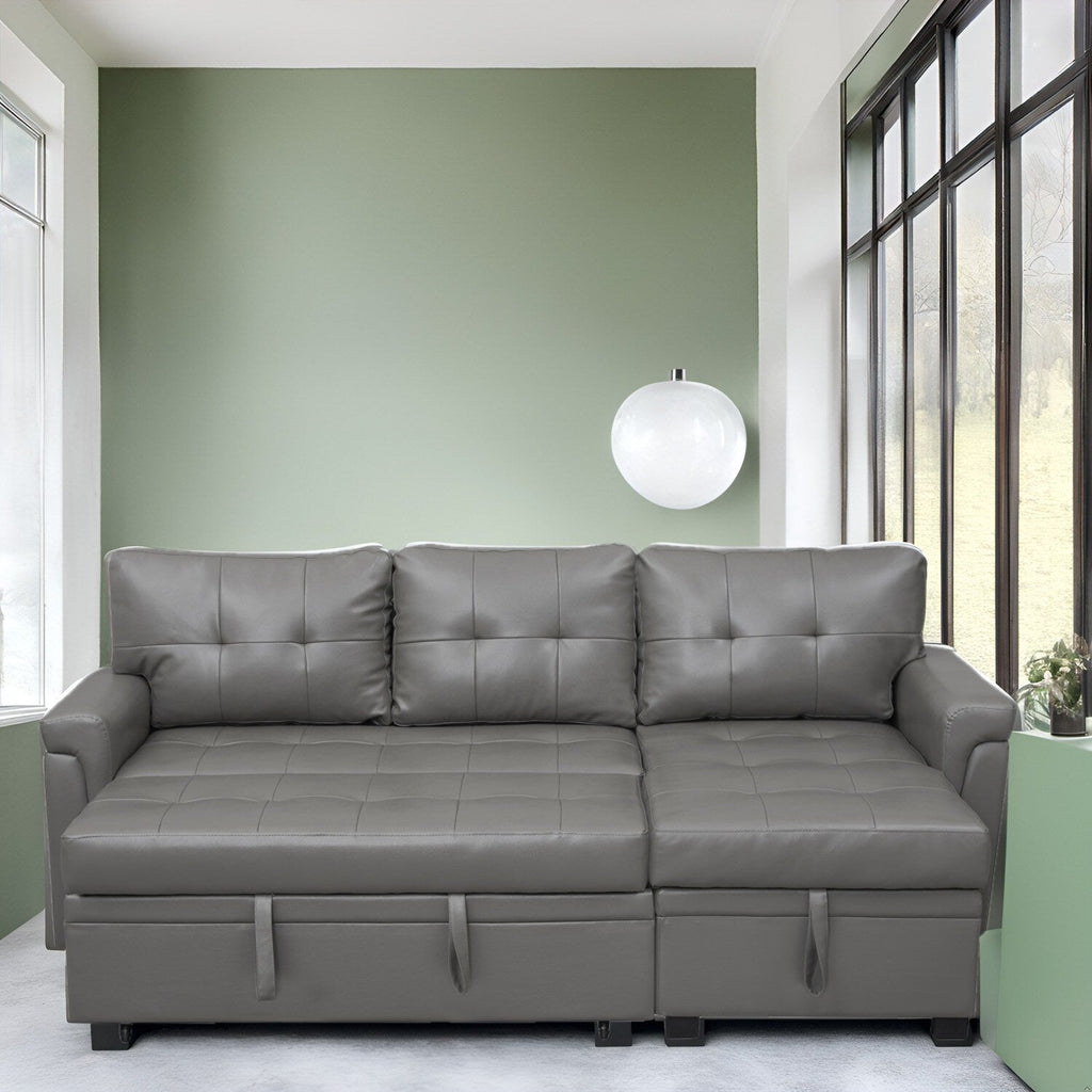 Canapé sectionnel réversible avec lit gigogne, méridienne avec rangement dissimulé, pieds durables,