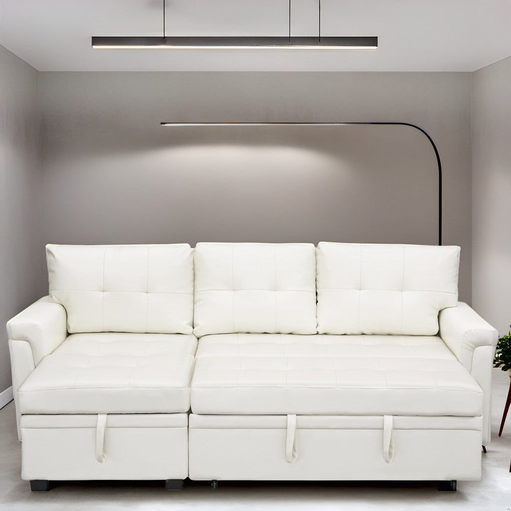 Canapé sectionnel réversible avec lit gigogne, méridienne avec rangement dissimulé, pieds durables,