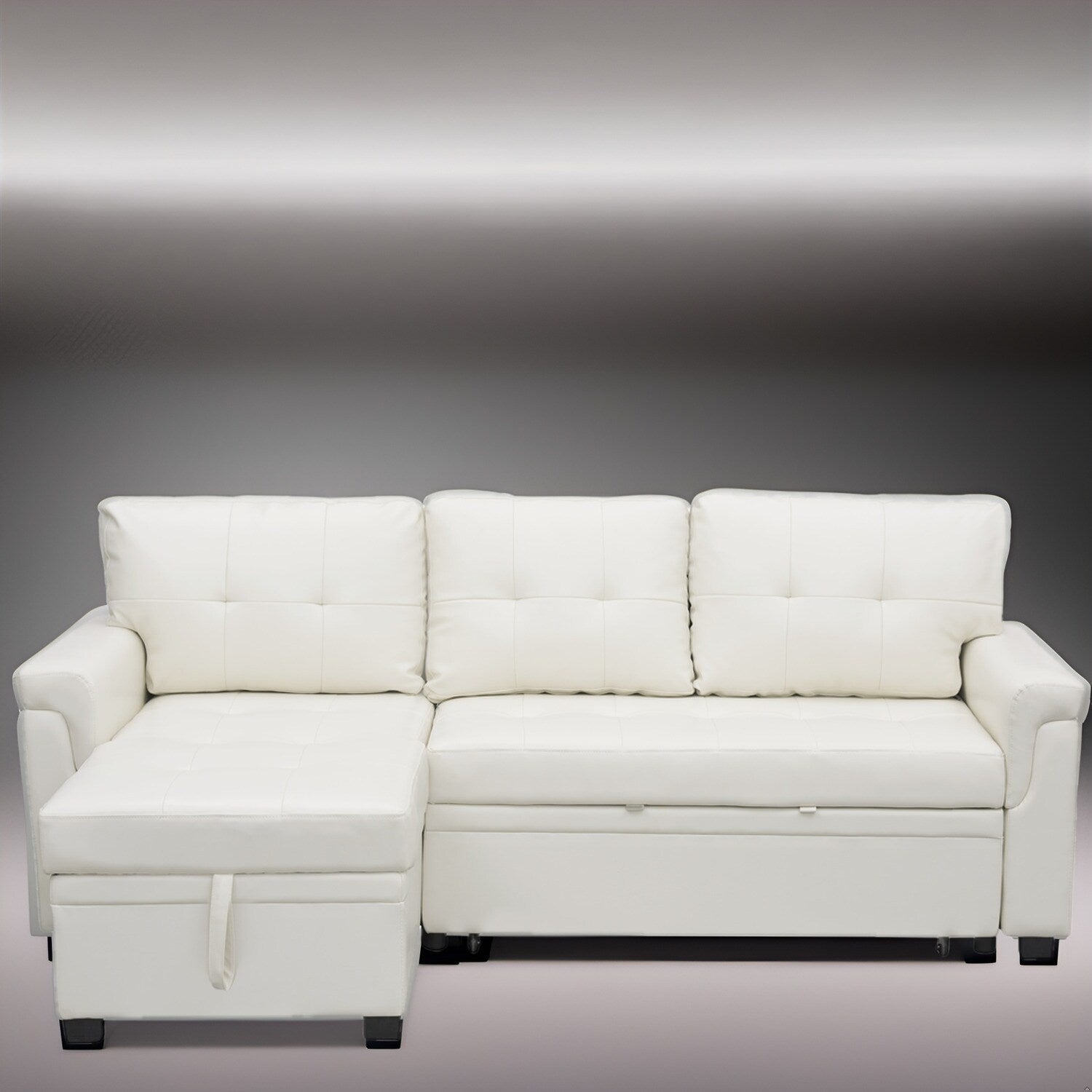 Canapé sectionnel réversible avec lit gigogne, méridienne avec rangement dissimulé, pieds durables,