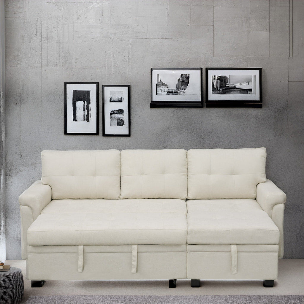 Canapé sectionnel réversible avec lit gigogne, méridienne avec rangement dissimulé, pieds durables,