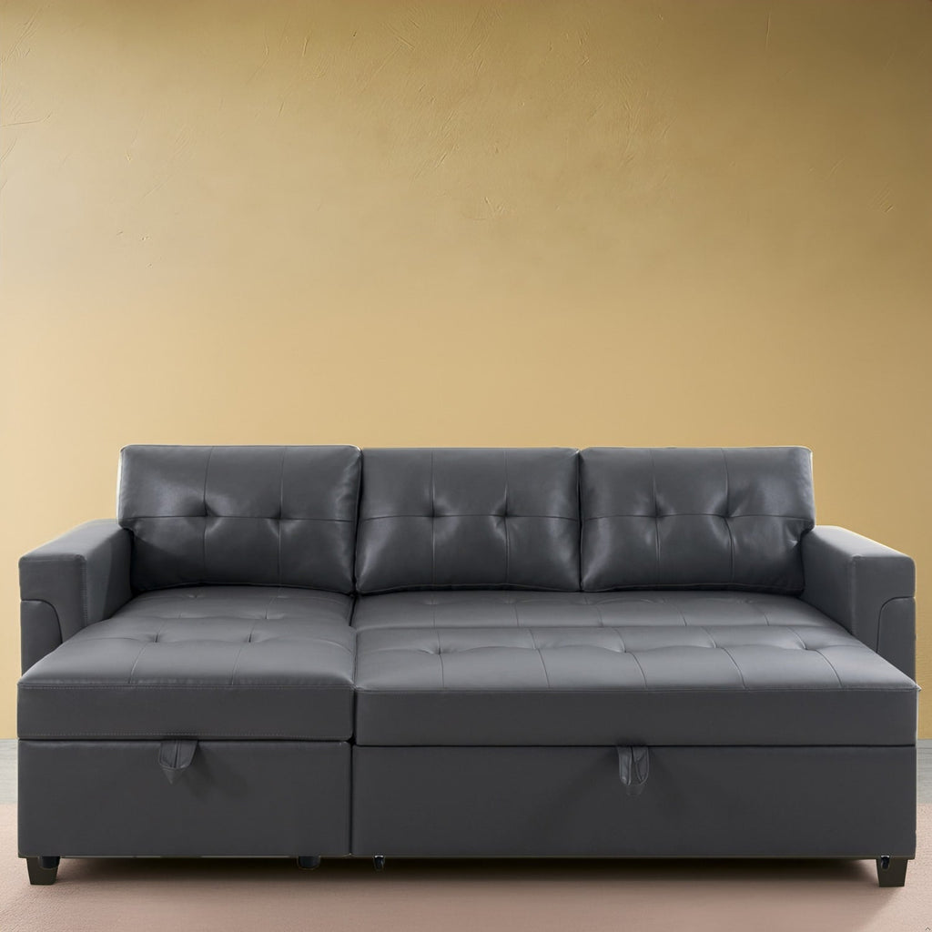 Canapé sectionnel réversible avec lit gigogne, méridienne avec rangement dissimulé, pieds durables,