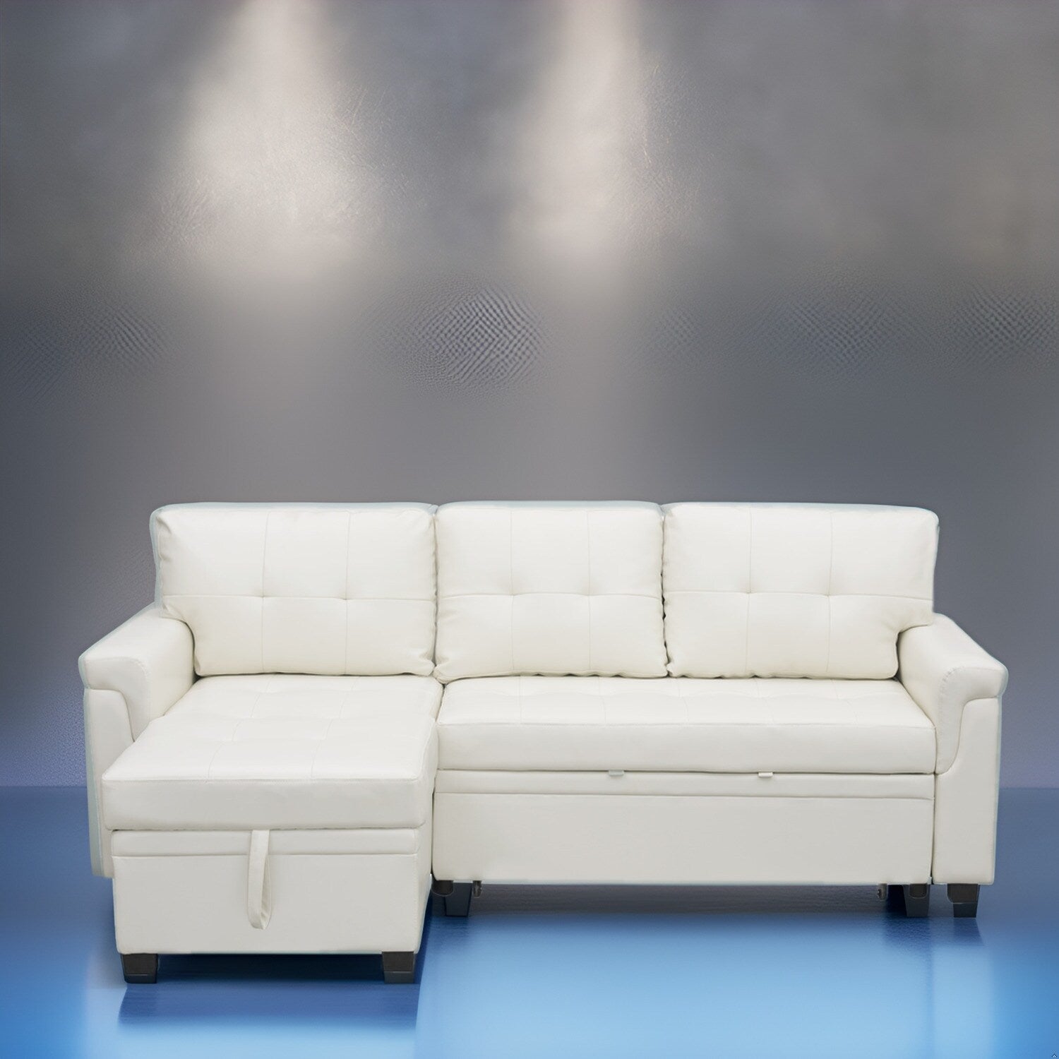 Canapé sectionnel réversible avec lit gigogne, méridienne avec rangement dissimulé, pieds durables,