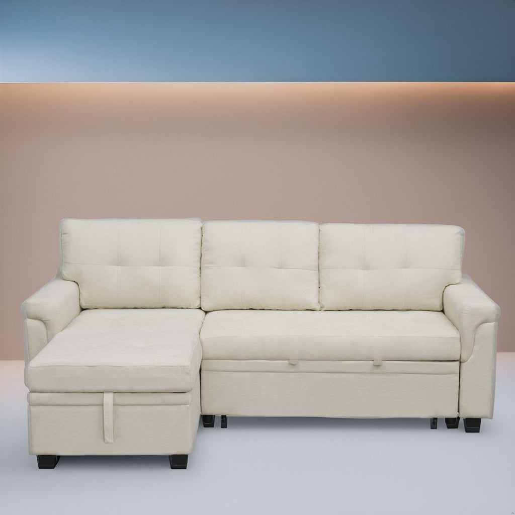 Canapé sectionnel réversible avec lit gigogne, méridienne avec rangement dissimulé, pieds durables,