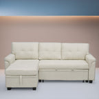 Canapé sectionnel réversible avec lit gigogne, méridienne avec rangement dissimulé, pieds durables,