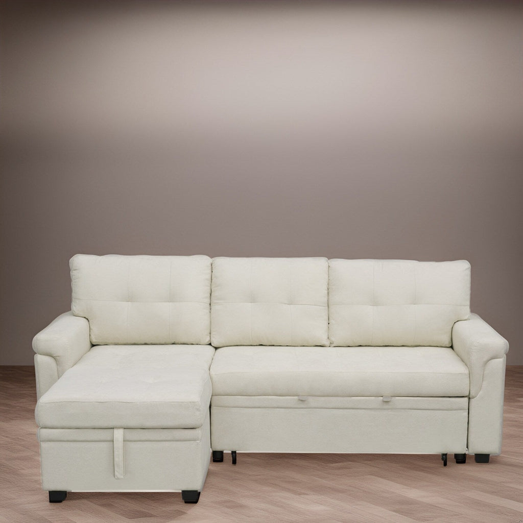 Canapé sectionnel réversible avec lit gigogne, méridienne avec rangement dissimulé, pieds durables,