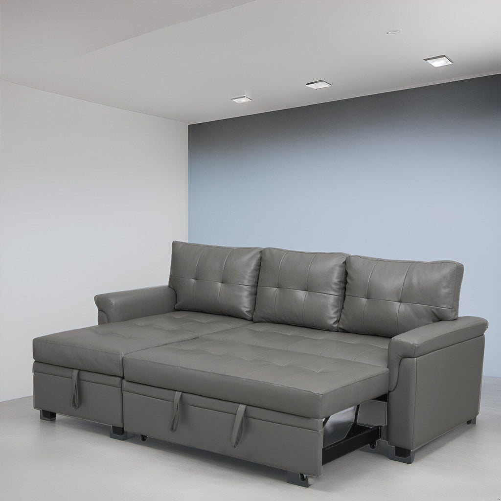 Canapé sectionnel réversible avec lit gigogne, méridienne avec rangement dissimulé, pieds durables,