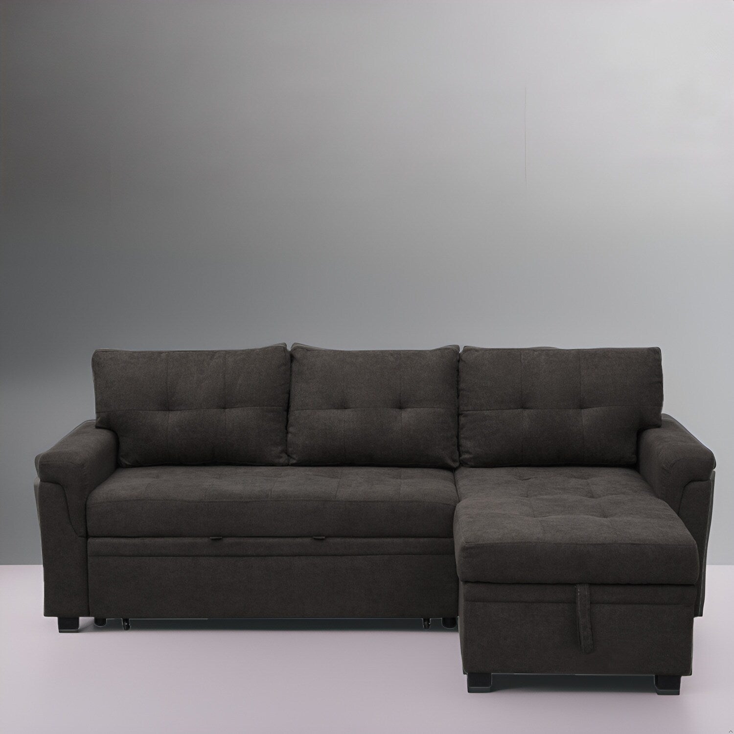 Canapé sectionnel réversible avec lit gigogne, méridienne avec rangement dissimulé, pieds durables,