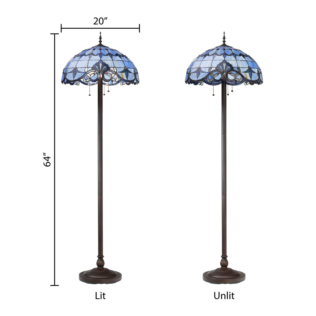 Lampadaire à 3 lumières en verre teinté et résine River of Goods Allistar, 64 pouces de hauteur, éclairage vers le bas - 20 L x 20 l x 64 H