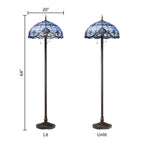 Lampadaire à 3 lumières en verre teinté et résine River of Goods Allistar, 64 pouces de hauteur, éclairage vers le bas - 20 L x 20 l x 64 H