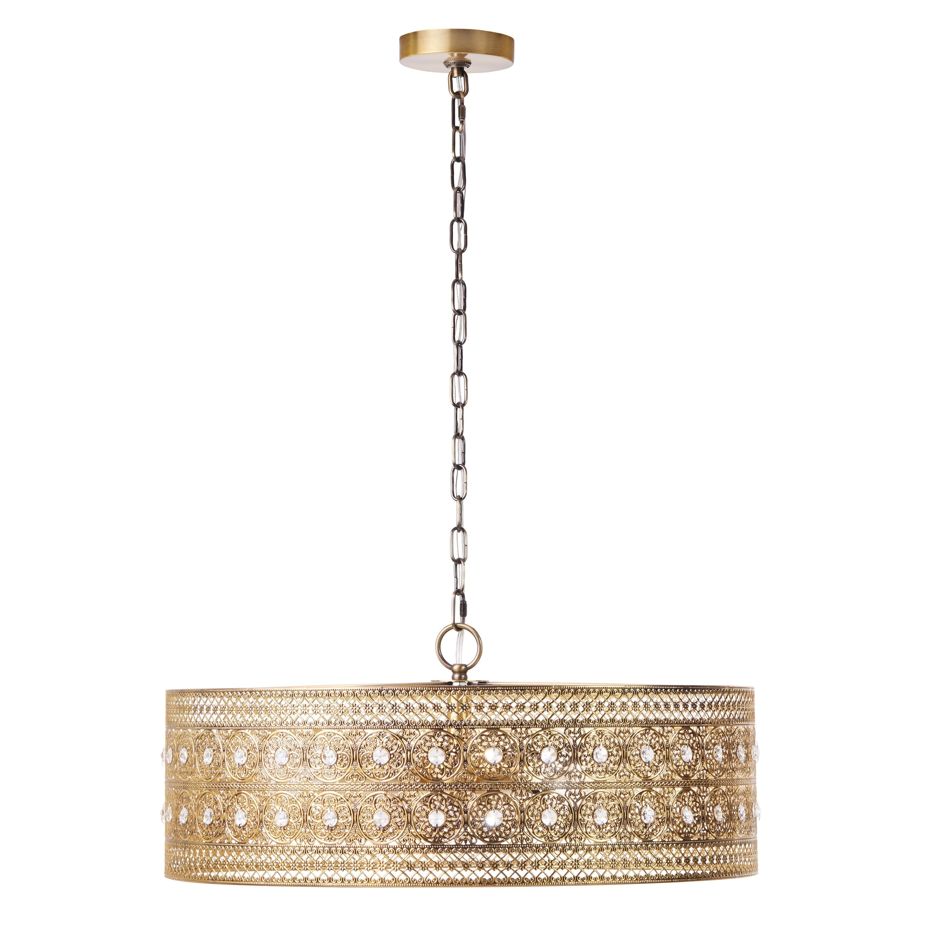 Lustre à 3 lumières River of Goods Bryar en laiton et cristal 23,5 W - 23,5 x 23,5 x 61,5
