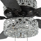 Ventilateur de plafond à DEL River of Goods Olivia, finition bronze huilé/cristal, 52 pouces - 52L x 52W x 18.25H - 52L x 52W x 18.25H