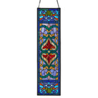 Panneau de fenêtre en vitrail victorien Fleur de lys River of Goods - 9,5 L x 0,25 l x 36 H