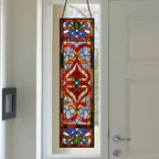 Panneau de fenêtre en vitrail victorien Fleur de lys River of Goods - 9,5 L x 0,25 l x 36 H