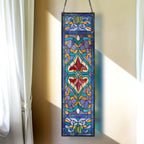 Panneau de fenêtre en vitrail victorien Fleur de lys River of Goods - 9,5 L x 0,25 l x 36 H
