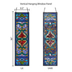 Panneau de fenêtre en vitrail victorien Fleur de lys River of Goods - 9,5 L x 0,25 l x 36 H