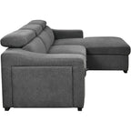 Canapé d'angle convertible Roomfitters 103 avec méridienne de rangement, appuie-têtes réglables, canapé-lit en L, gris foncé