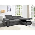 Canapé d'angle convertible Roomfitters 103 avec méridienne de rangement, appuie-têtes réglables, canapé-lit en L, gris foncé
