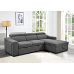 Canapé d'angle convertible Roomfitters 103 avec méridienne de rangement, appuie-têtes réglables, canapé-lit en L, gris foncé
