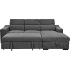 Canapé d'angle convertible Roomfitters 103 avec méridienne de rangement, appuie-têtes réglables, canapé-lit en L, gris foncé