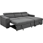 Canapé d'angle convertible Roomfitters 103 avec méridienne de rangement, appuie-têtes réglables, canapé-lit en L, gris foncé