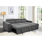 Canapé d'angle convertible Roomfitters 103 avec méridienne de rangement, appuie-têtes réglables, canapé-lit en L, gris foncé