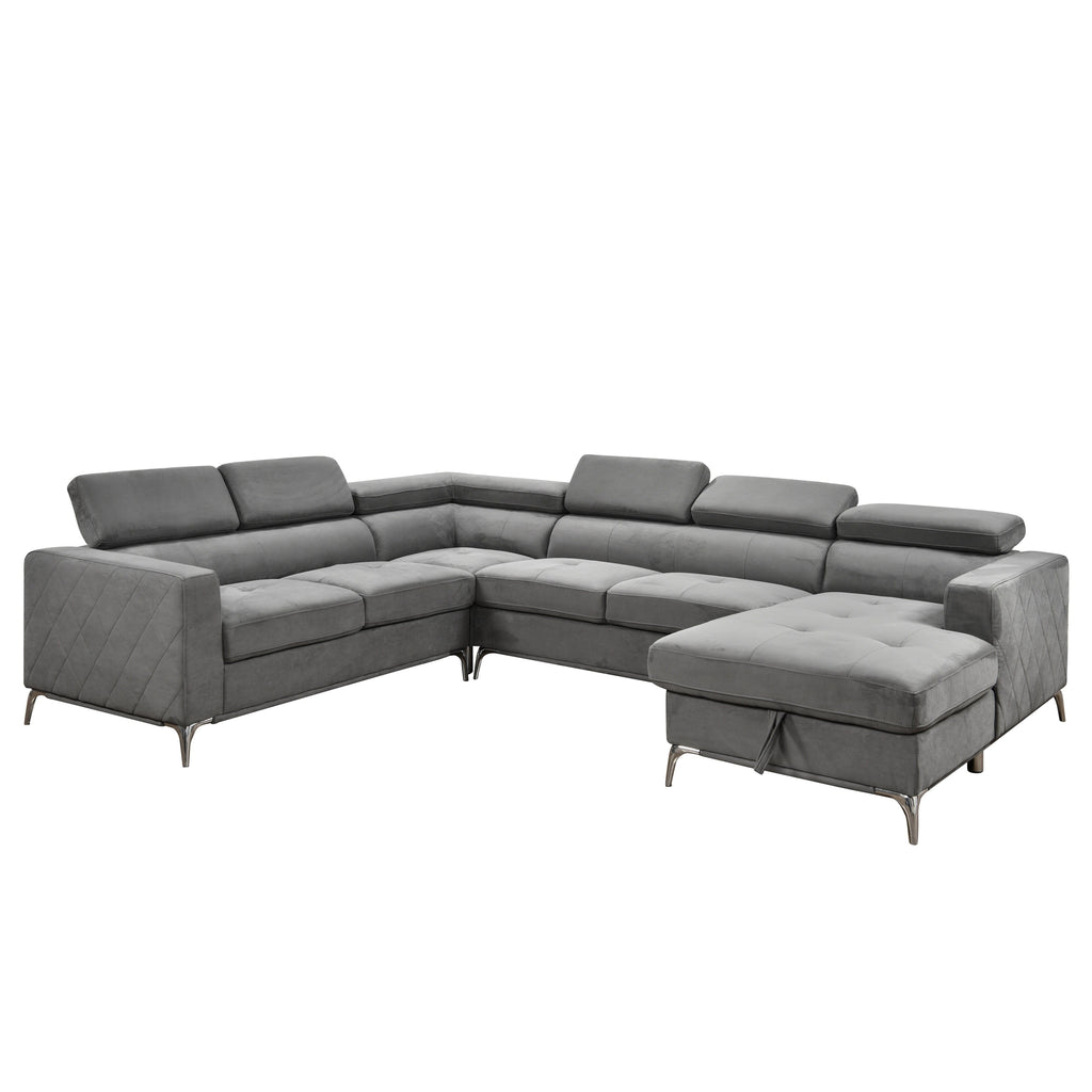 Canapé sectionnel surdimensionné Roomfitters 122 avec rangement pour méridienne, canapé contemporain en U 7 places