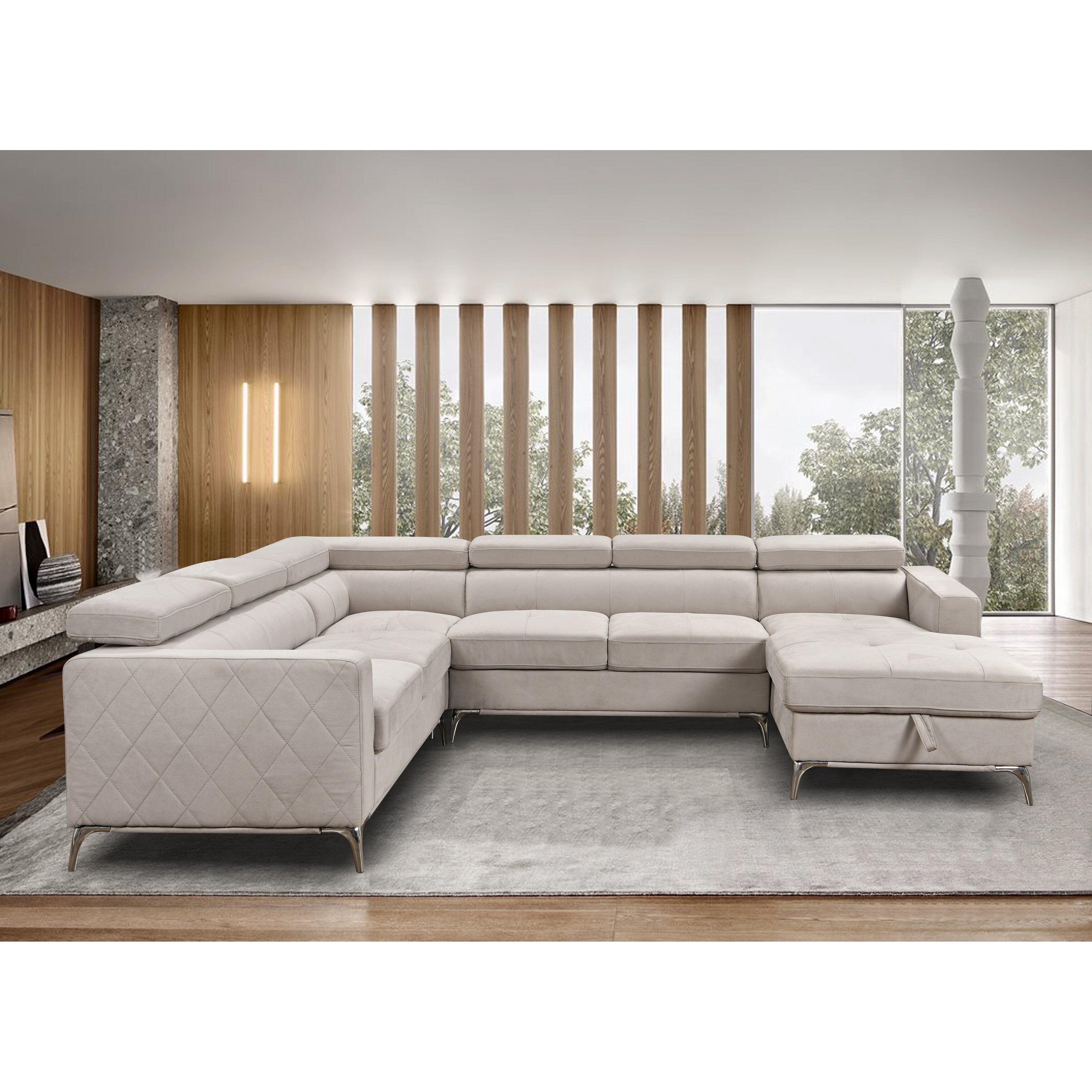 Canapé sectionnel surdimensionné Roomfitters 122 avec rangement pour méridienne, canapé contemporain en U 7 places