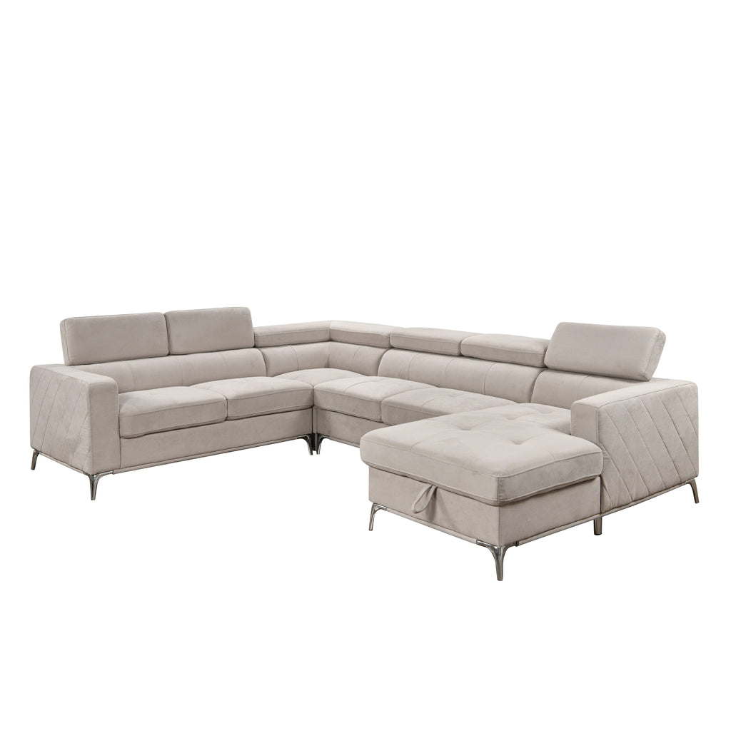 Canapé sectionnel surdimensionné Roomfitters 122 avec rangement pour méridienne, canapé contemporain en U 7 places