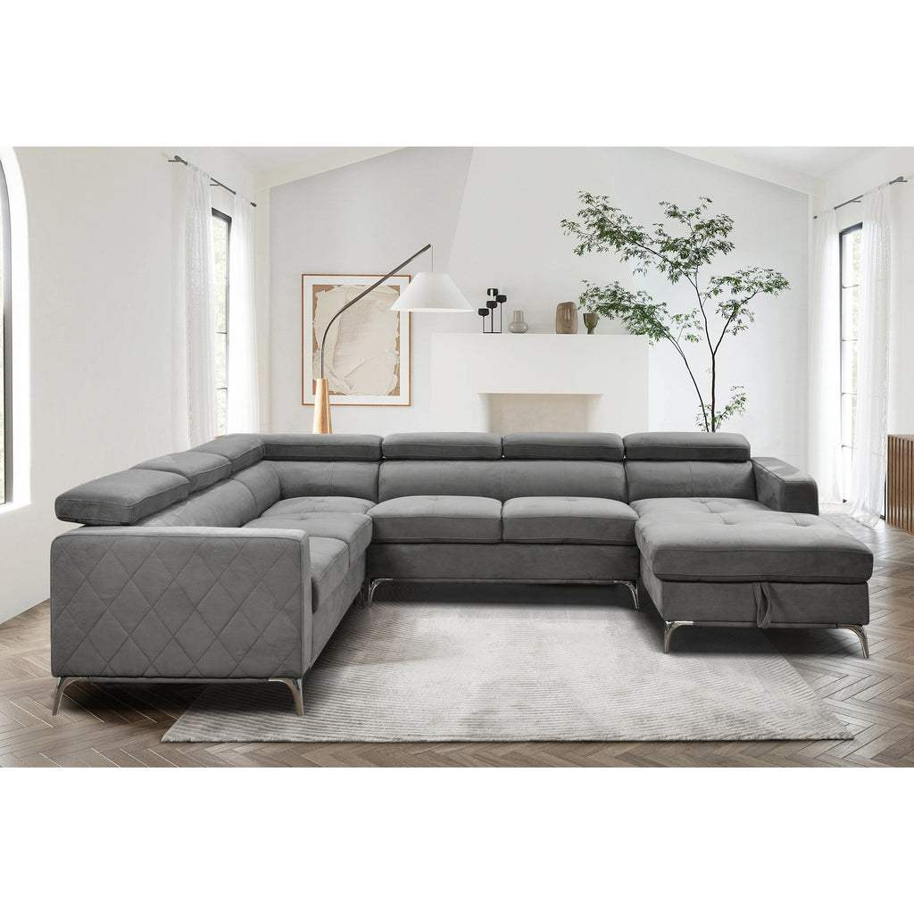 Canapé sectionnel surdimensionné Roomfitters 122 avec rangement pour méridienne, canapé contemporain en U 7 places