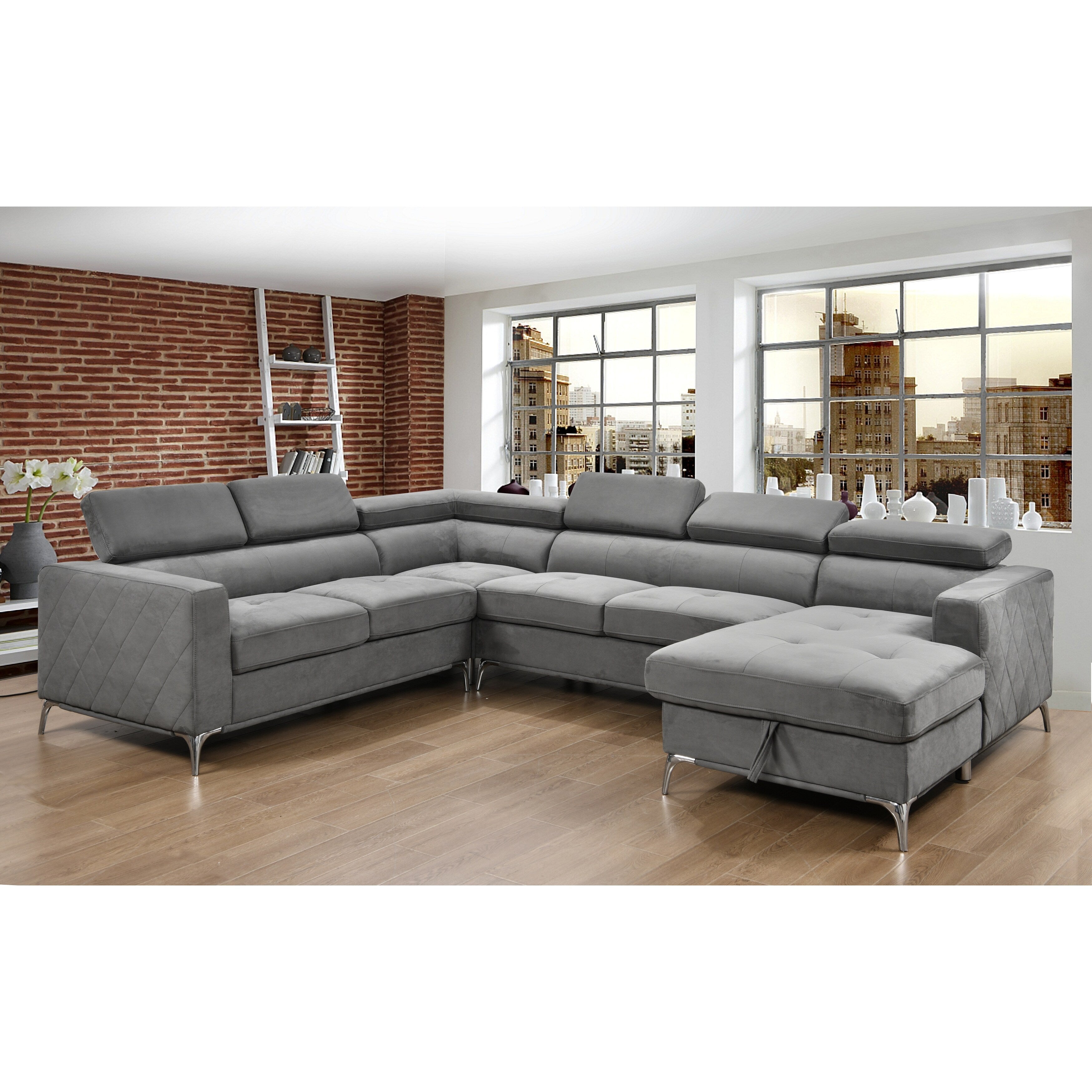 Canapé sectionnel surdimensionné Roomfitters 122 avec rangement pour méridienne, canapé contemporain en U 7 places