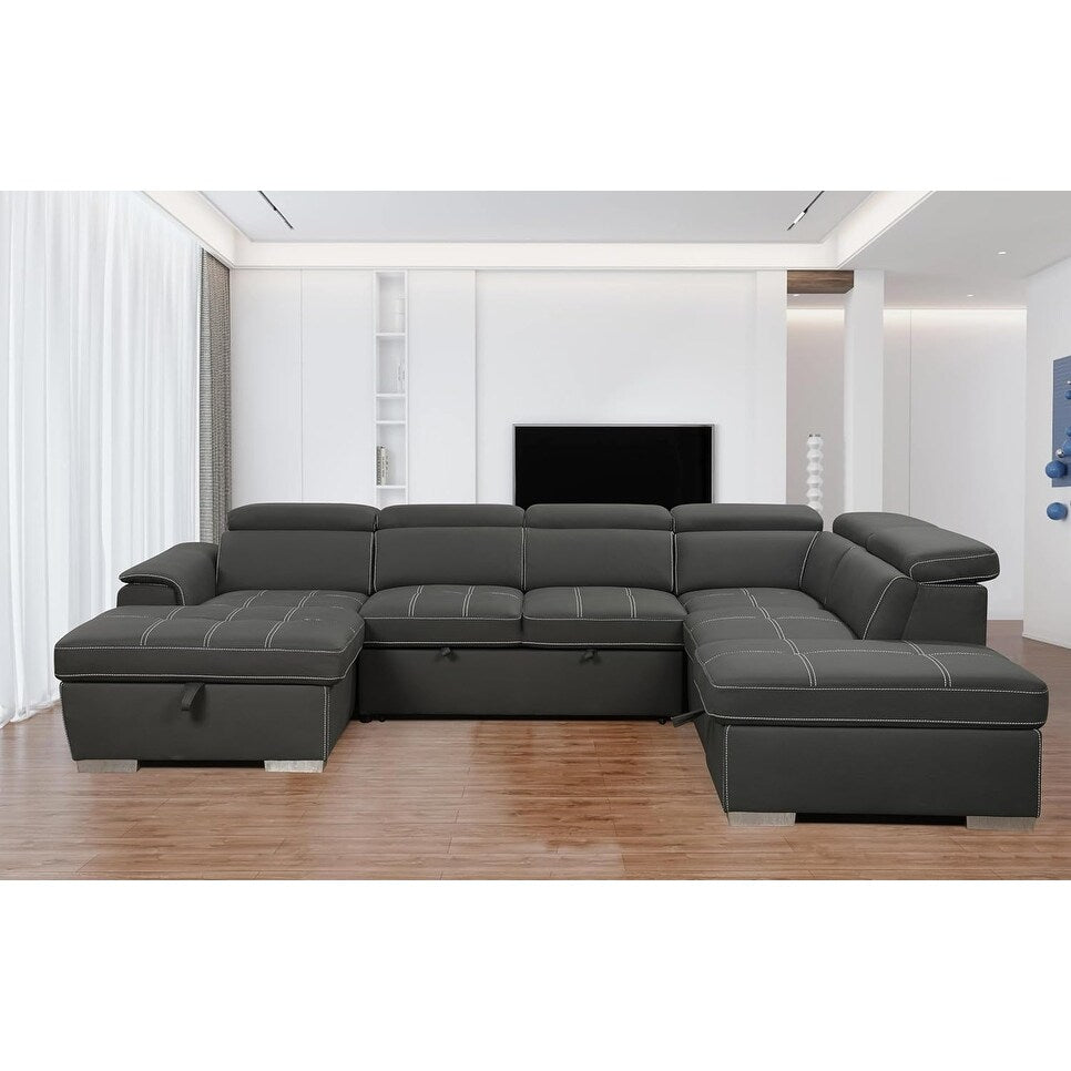 Canapé modulable réversible 7 places Roomfitters 128 en U avec repose-pieds, gris