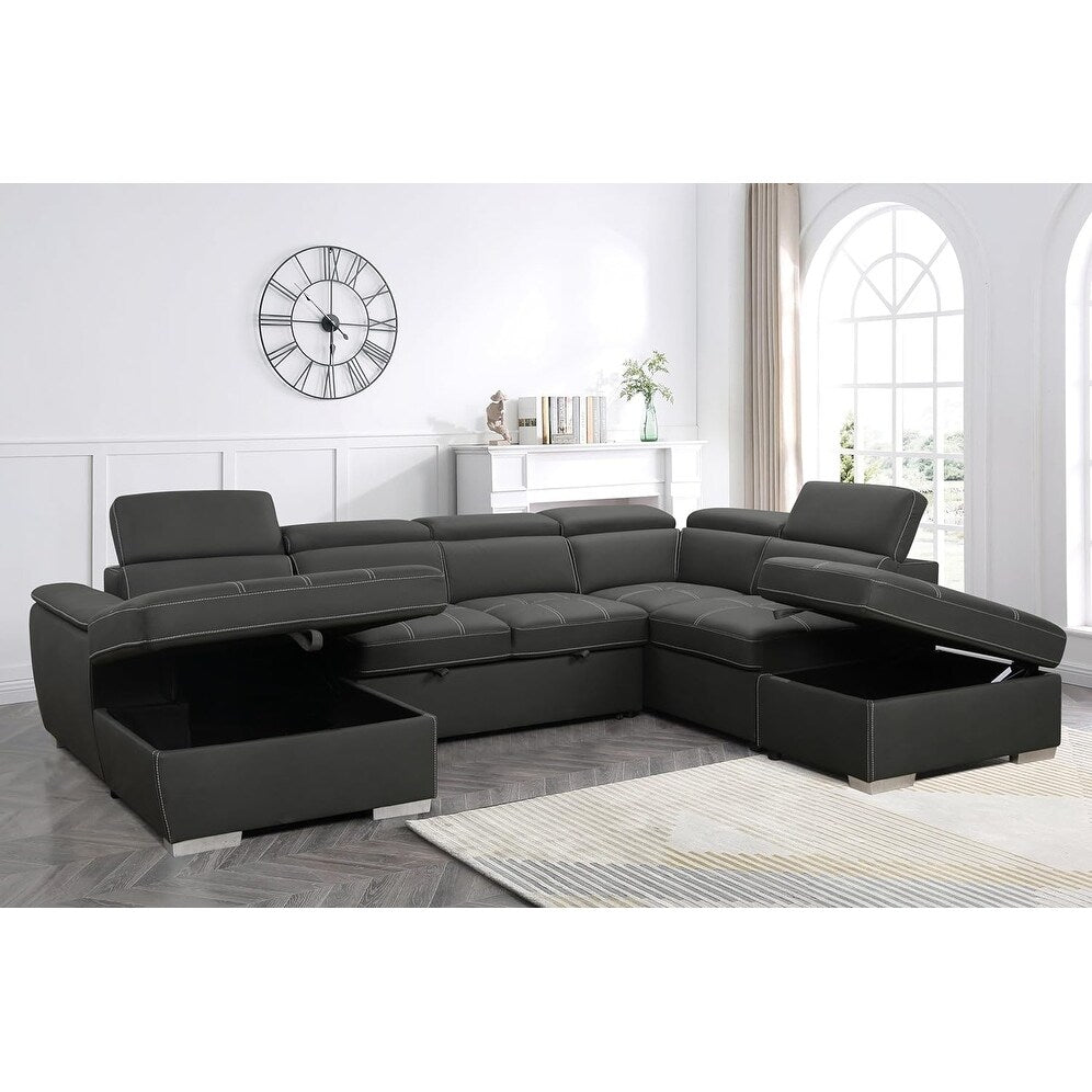 Canapé modulable réversible 7 places Roomfitters 128 en U avec repose-pieds, gris