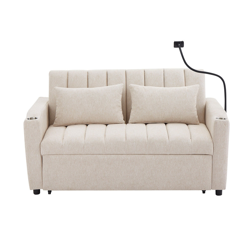 Canapé-lit convertible Roomfitters avec ports USB, poches latérales, porte-gobelets et support de téléphone pivotant pour le salon