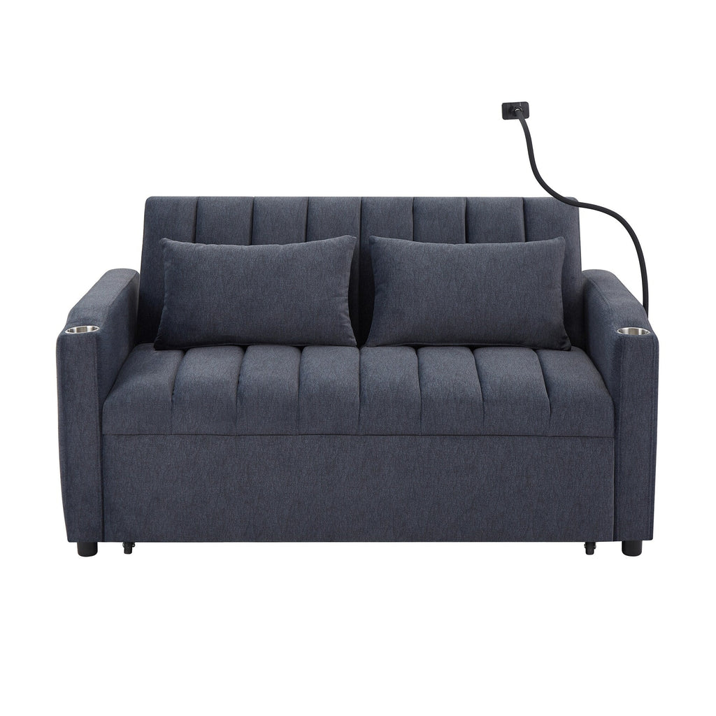 Canapé-lit convertible Roomfitters avec ports USB, poches latérales, porte-gobelets et support de téléphone pivotant pour le salon